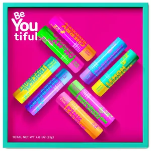 BeYoutiful Skincare Natural Lip Balm Set of 8 for Teens, Shea Butter & Vitamin E, 8 Fruity Flavors Gift Box for Kids Tweens Teens