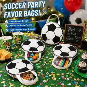 10Pcs Football Pattern Reusable Gift Bags Soccer Themed Party Favor Bags Reusable Goodie Bags for Birthday Sports Party Festival Decoration