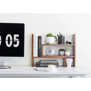 Modern Modular Natural Wood Desktop Shelves and Organizer Rack