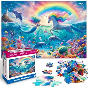 100 Piece Puzzles for Kids Ages 6-8 8-10 Mermaid Unicorn Puzzle for Girls 4-6 Years Old 100 Piece Jigsaw Puzzle for Adults Toddler Children Learning Educational Puzzles Toys Gifts for Girls Boys