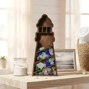 Lighthouse Sea Glass Display Box: Coastal Decor Shadow Box,Coastal Beach House Decor, Nautical Treasure Box, Housewarming Gift for Ocean Lovers
