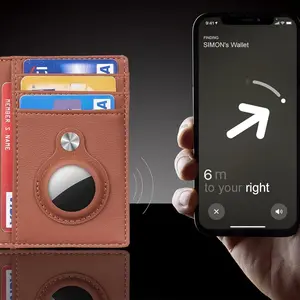 Slim Minimalist Front Pocket Wallet With GPS TRACKER, RFID Blocking Card Holder Wallet with Gps Tag  Holder