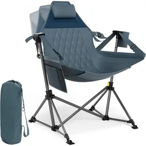 Hammock Camping Chair, Oversized Swinging Hammock Chair with Adjustable Back and Seat for Outdoor Lawn, Sports, Supports 400lbs, Blue