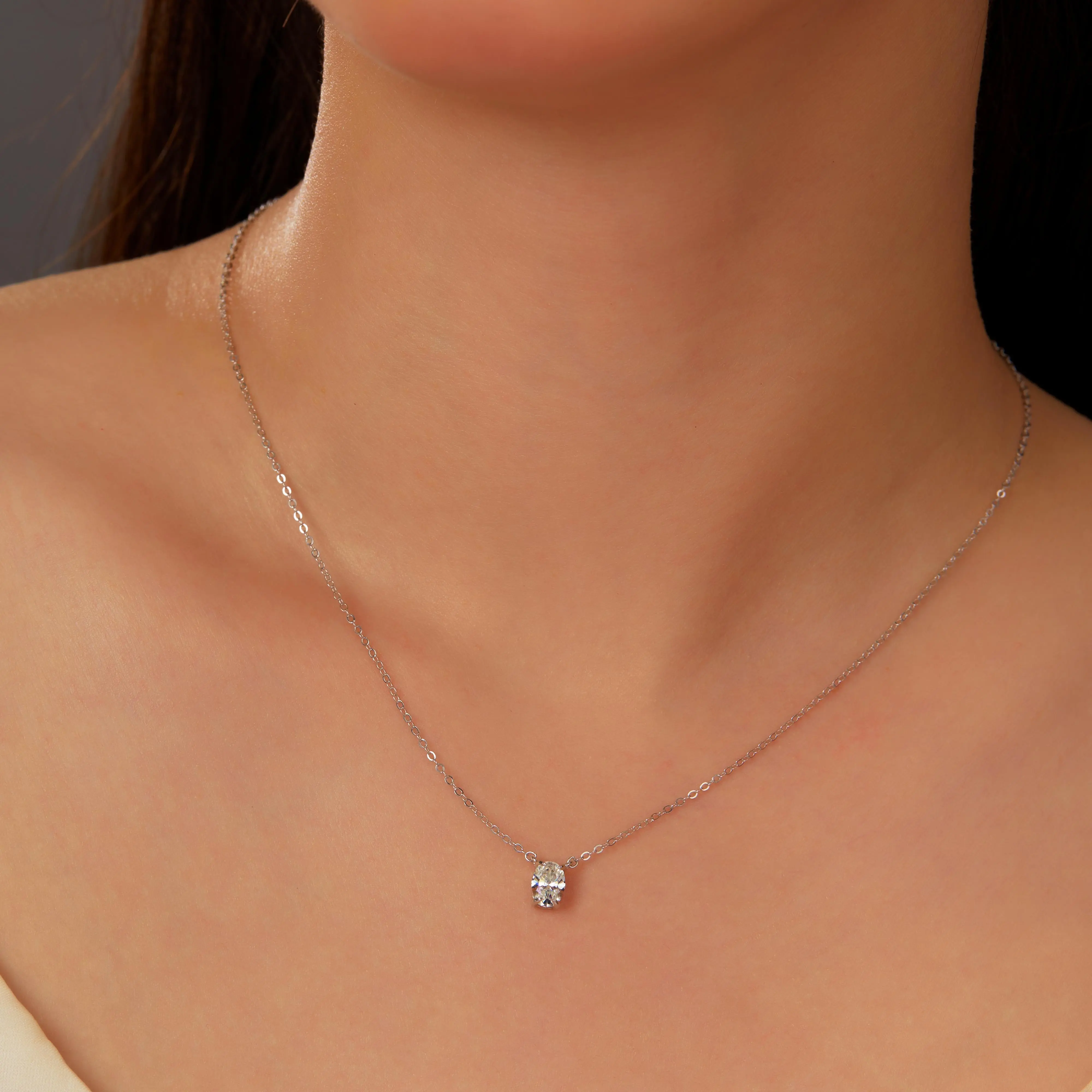 1ct Moissanite Solitaire Pendant Necklace - Dainty Sterling Silver Minimalist Jewelry for Women