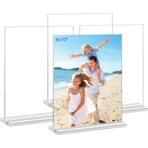 Picture Frames 8x10 inches, 4 Pack Clear Plastic Picture Frames Holder Standing,8x10 Double Sided Picture Desktop Display for Photo Home Office -Vertical