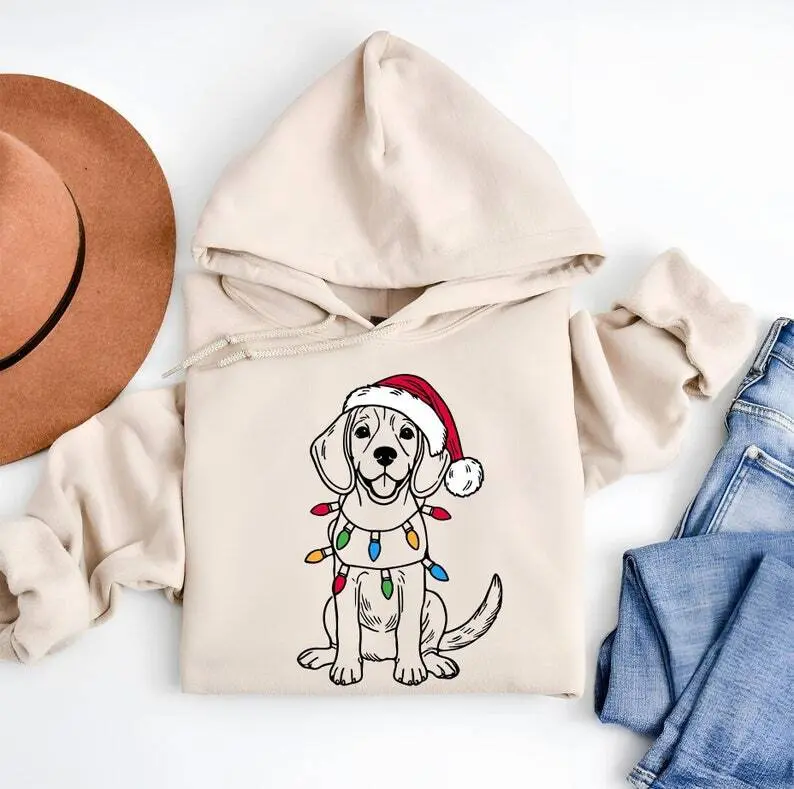 Festive Beagle Christmas Hoodie | Santa Beagle Dog Hoodie | Christmas Beagle | Beagle Lover Gift | Holiday Dog Hoodie | Xmas Beagle Hoodie