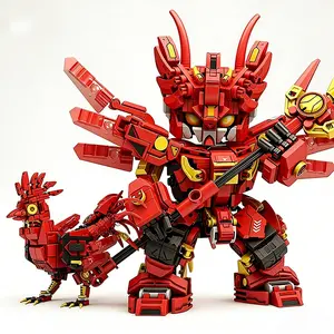 514pcs Flame God Beast Chicken Warrior, Transforming Mecha Model, Cool Design Building Kit, Perfect Halloween Christmas Gift, Building Blocks