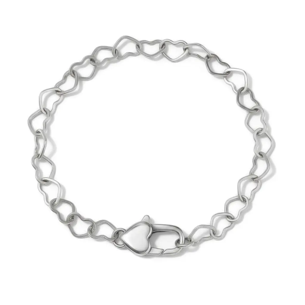 Heart Link Chain Bracelet in 925 Sterling Silver for Toddlers & Girls, Stylish & Hypoallergenic Kids Jewelry, 5-6 Inch, Bracelet Design, Wrist Chain Bracelet