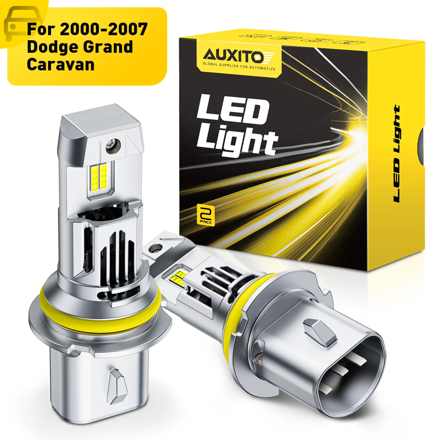 For 2000-2007 Dodge Grand Caravan LED Headlight Bulbs-9007 High/Low Beam LED Bulbs, 48000LM 6500K Cool White 800% Brighter,60,000Hrs Long Service Life with 20000RPM Cooling Fans,CANBUS Ready,No Flickering,Pack of 2