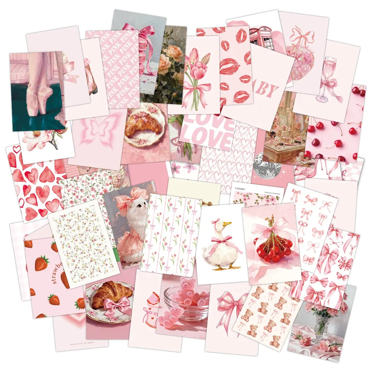 50 Cute Room Decor Set, Home Decor Products, Wall Art Posters, Girls' Bedroom Aesthetic, Dormitory Decoration, Indoor Decoration, Fashionable Art Prints, Smooth Print Design, Graphic Prints