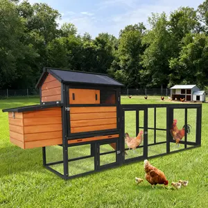 Wooden Chicken Coop, Large Outdoor Hen House with Run and Nesting Box Poultry Cage, Rabbit Hutch, Waterproof Anti-UV Panel for Backyard
