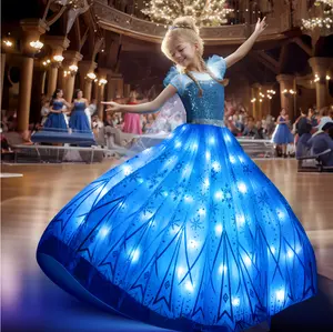 UPORPOR Light Up Girls Halloween Costume Ice Princess Dress Christmas Halloween Kids Costume, Blue Purple