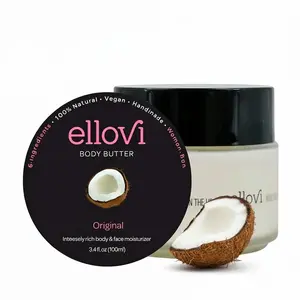 Ellovi All-Natural Body Butter 100% Plant-Based Moisturizer for Healthy Skin - Vegan, Non-GMO, Gluten-Free, Handcrafted with 6 Ingredients - 100G