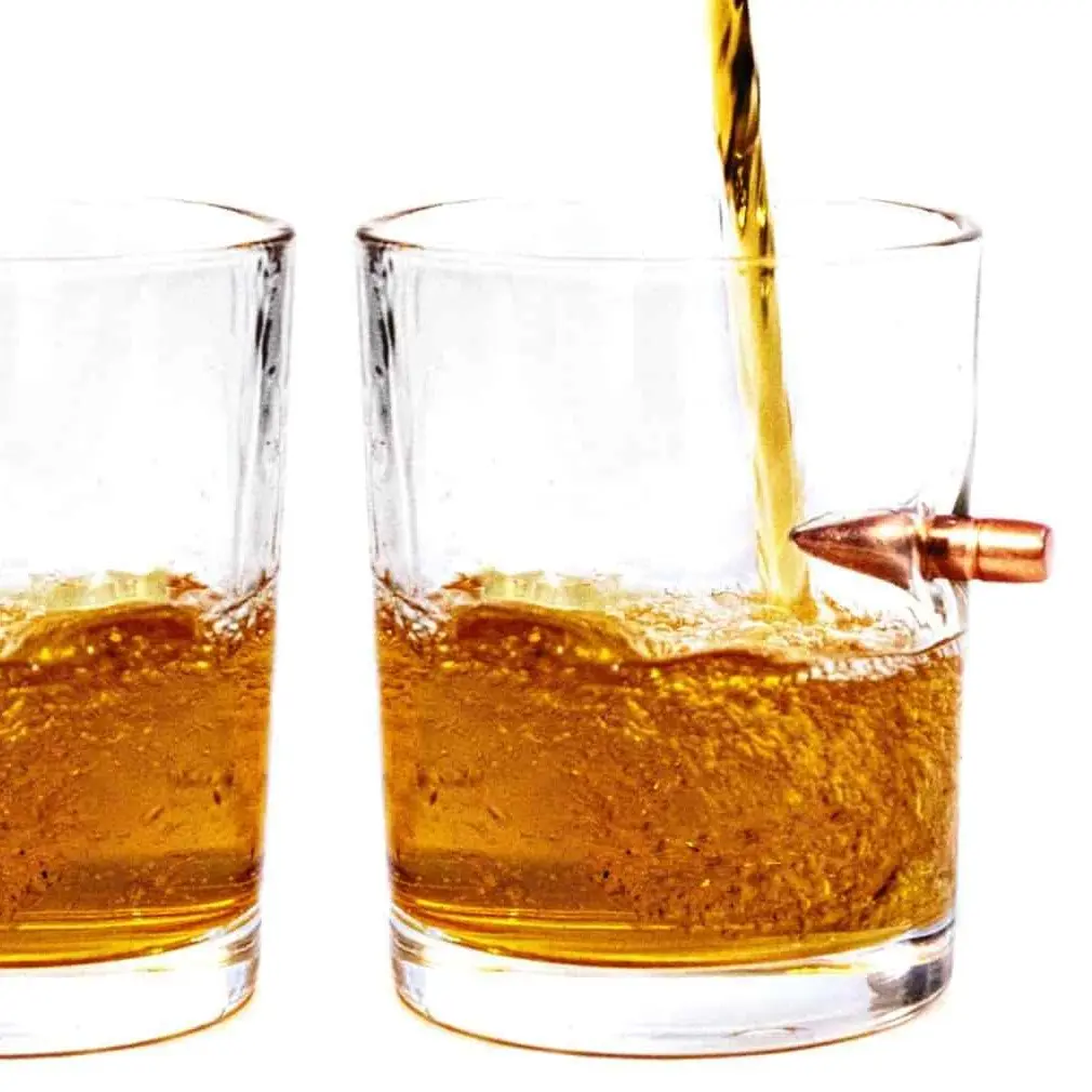 Handcrafted Whiskey Glasses with Embedded Copper Detail Set of 2 10oz - Unique Bullet Design