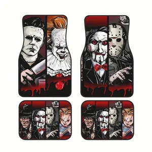 4pcs Anime-Themed Car Floor Mats - Non-Slip, Waterproof, Easy-to-Clean Auto Carpet with Front & Rear Fit for Trucks, SUVs, Taxis (Automotive Interior Accessory)