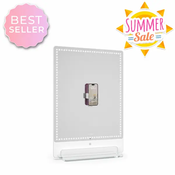 RIKI TALL | Luxurious LED Tabletop Vanity Mirror with Bluetooth Remote Control no Heat Generation, With Charging port