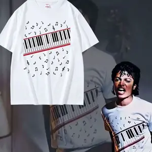 Piano Beat It Michael Jackson Mtv Video Same Style Print T-shirt Men's Women Casual Vintage Oversized T Shirts Male Streetwear
