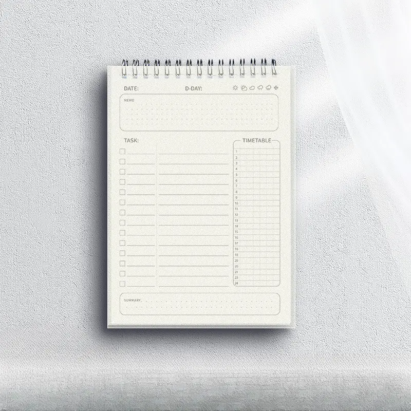 A5 Daily Planner Notebook, Spiral Bound Planner, 1 Count Time Self Disciplined Cardbook, Student Study Week Schedule Notebook, Weekly Planner, Office Stationery & Supplies