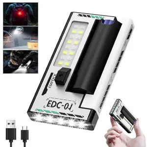 1PC LED Work Light,  Magnetic EDC Flashlight with COB Sidelight, 6 Light Modes & Digital Display, Waterproof Super Bright Car Repair Emergency Trouble Light,Mini Portable Flashlight for Camping, Emergencies, Outdoor Activities