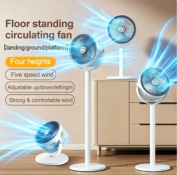 Portable Foldable Universal 360° Rotatable Upright Fan - 5 Speed Settings, Built-In Fresh Scent Fragrance Box, Wide Airflow Range, DC Motor, Batteries Compatible, Ideal for Bedrooms, Office, Portable Fan