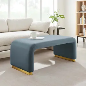 Modway Koda Performance Velvet Waterfall Ottoman in Brass Cadet Blue