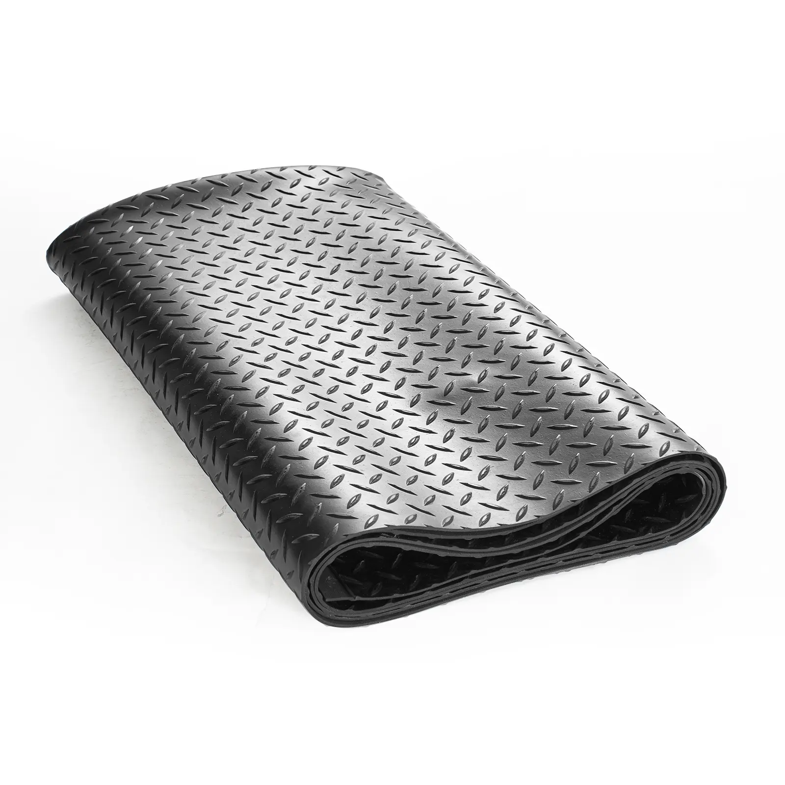 Diamond-Plate Rubber Flooring Roll, 3 mm x 4 ft x 6 ft Garage Floor Mat, SBR Rubber Garage Flooring Roll, Easy to Clean, Diamond Plate Rubber Mat for Under Cars, Garage Industry Gym, Black