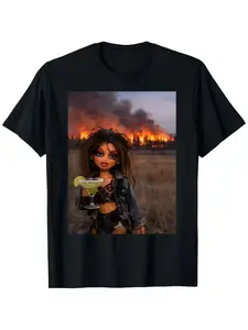 Exclusive for the drag queen! Wildfire-themed printed T-shirt with a cool vibe. A unique, non-conformist, and personalized short-sleeved shirt.