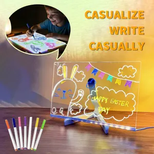 Premium Kids LED Luminous Acrylic Drawing Board - Reusable, Fully Wipeable Graffiti Pad with Complete Marker Set, Encourages Creativity for Young Artists’ Fun Creative Sessions & Endless Drawing Possibilities