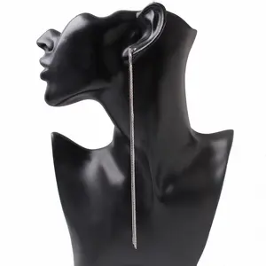 New Fashion Super Long Tassel Dangle Earrings for Women Silver Color Temperament Minimalist Ear Line Wedding Bridal Jewelry