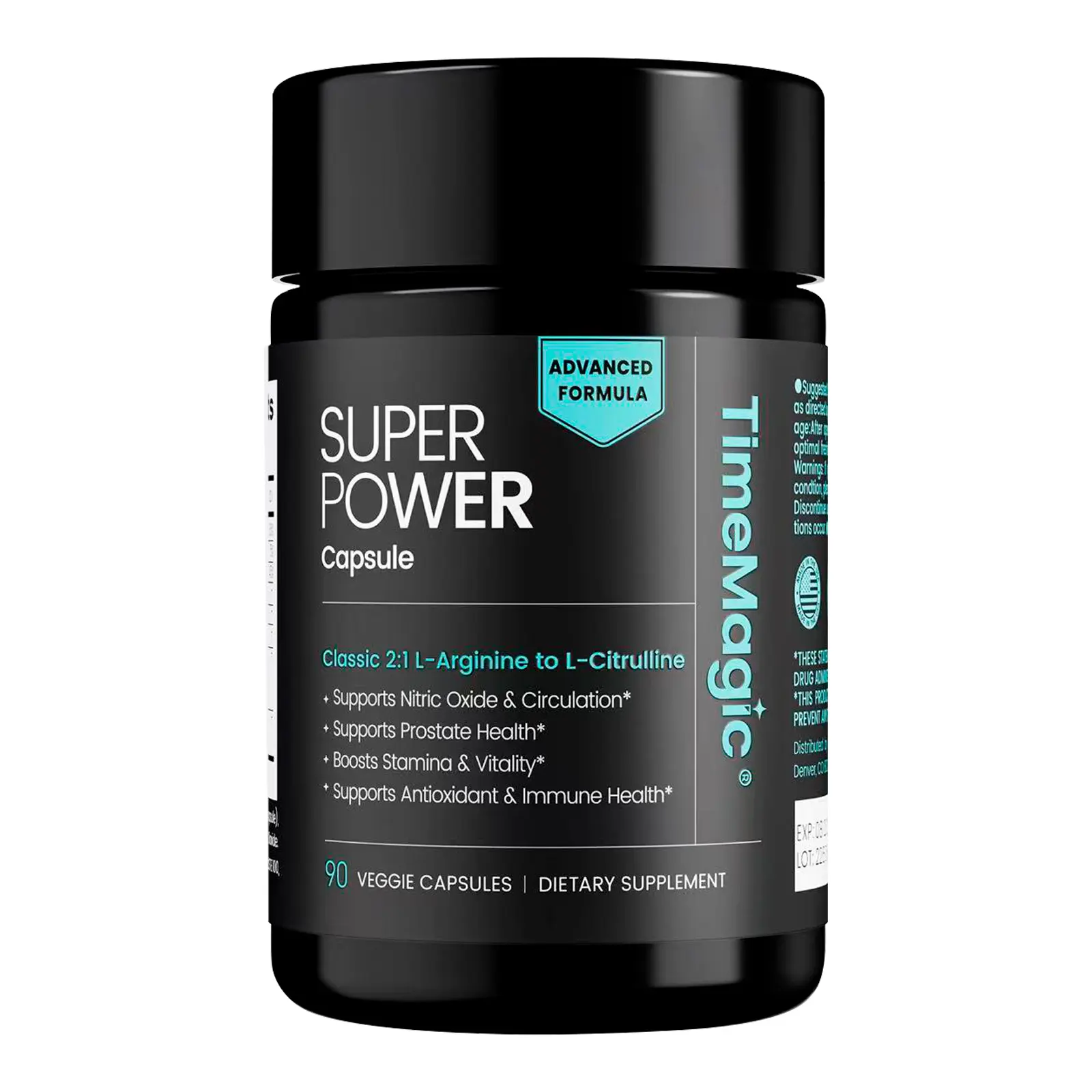TimeMagic SUPERPOWER 8‑in‑1 for Men - D‑Aspartic Acid & Panax Ginseng Extract, Zinc Selenium Magnesium, Support Testosterone Production, Urinary & Bladder Function, Third‑Party Tested, 90 Caps Clean Label Herbal & Mineral Capsules Dietary Fitness
