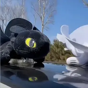 Toothless Series - Wing-Movable Toothless Dragon Car Part Motorcycle Tail Decorative Figurine Toy, Car Ornament, Small Flying Dragon on Car Roof, Roof Sunroof, Car Rear Exterior Hanging Decor, Eye-Catching Sunroof Dragon Taming Decor, Car Decorations.