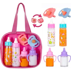 My Sweet Baby Disappearing Doll Feeding Set, Baby Care 6 Piece Doll Feeding Set - for Toy Stroller |   2 Milk & Juice Bottles with 2 Toy Pacifier for Baby Dolls