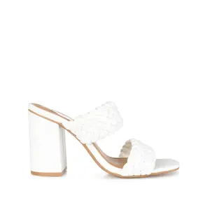 MELISSA MULE BLOCK HEELS IN WIDE - White MELISSA MULE BLOCK HEELS IN WIDE - White