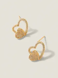 Zircon Hollow Double Heart Earrings, Pair of Elegant Jewelry, Perfect for Special Occasions, Durable Zircon Material, Unique Design