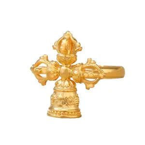 Unisex Vintage Vajra Ring - Adorned with 8 Auspicious Symbols, 6-Syllable Mantra - Fashion Costume Jewelry Accessory
