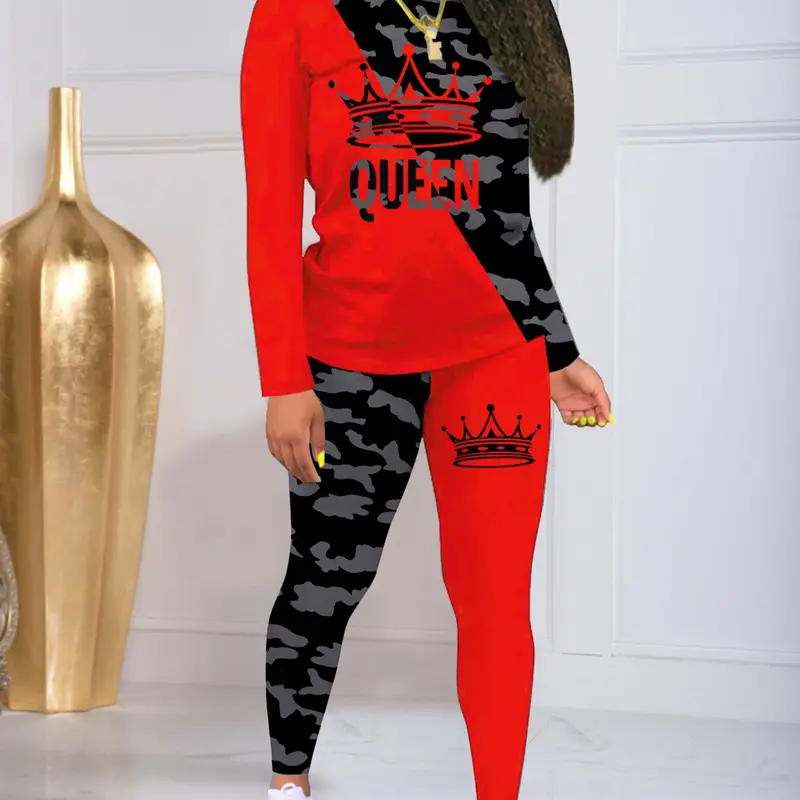 Women's casual two-piece trouser suit sportswear, women's printed color matching clothing, personalized wear, Fitness Outfit Athleisure, Athleisure Wear Set, Athleisure Activewear Set, Athleisure Workout Set, Athleisure Clothes Set