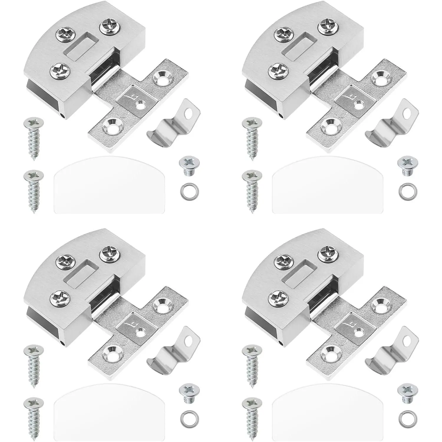 4Pcs Glass Hinges Zinc Alloy Glass Cabinet Door Hinges Gate Hinges Display Cabinet Hinges Accessories for Furniture Bookshelves Cabinets Silver