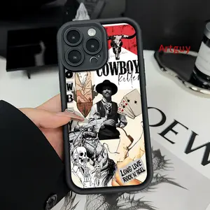 Case for iPhone 16 Pro Max 15 Plus 16E 14 13 12 11 XS XR Western Culture Cowboy Advanced fashion gift Anti-Scratch Shockproof Soft Silicone Protective Cover