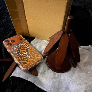 Natural Foldable Black Walnut Wooden Trivet Set, Heat-Resistant Tree Design with 5 Trivets & Stand, Wood Coasters for Hot Pots, Pans, Bowls, Kitchen Accessories Tableware couple gifts birthday Tree-Shaped