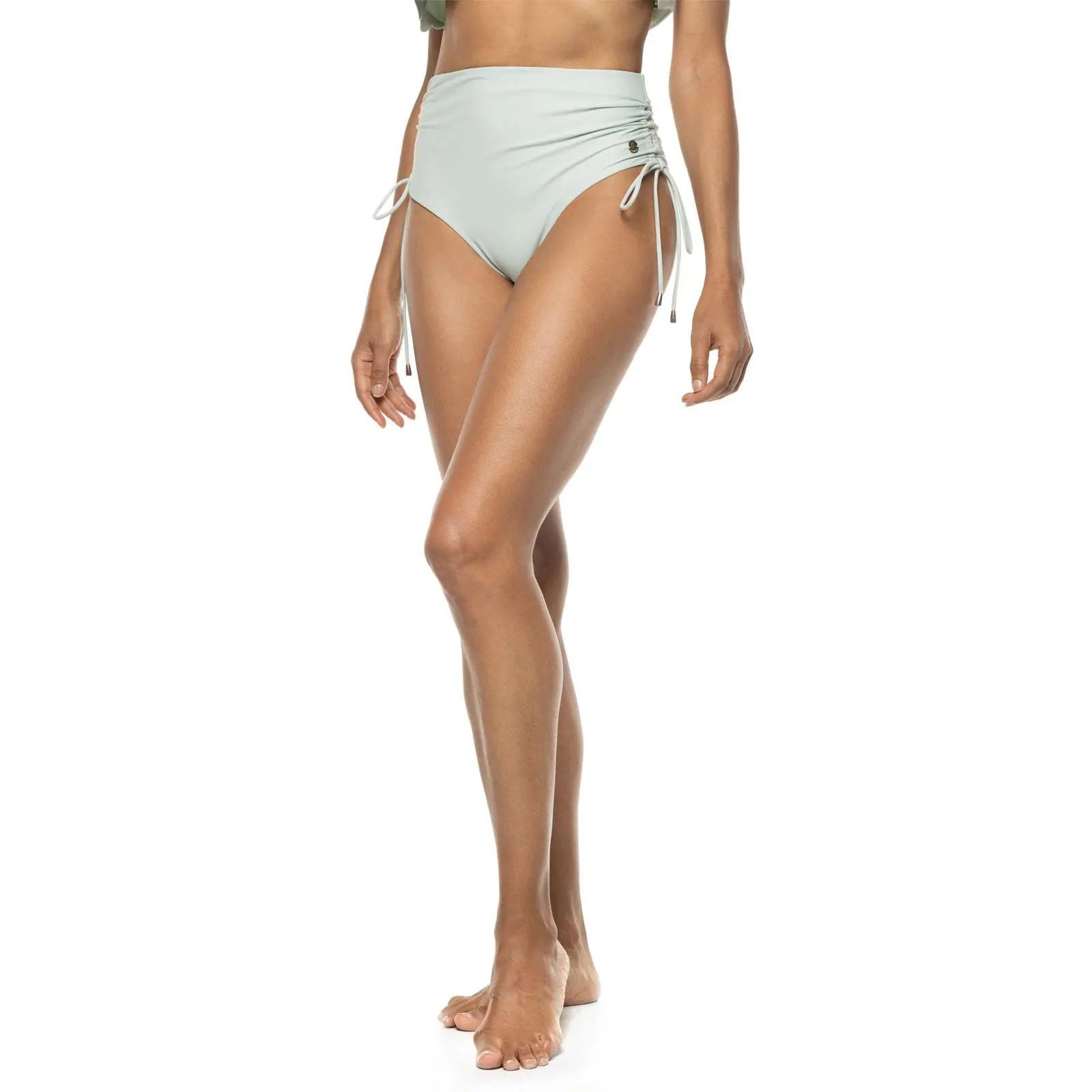 Myrtle | Women's Reversible Ruche Adjustable Swim Bottoms | Misty Aqua Colorblock