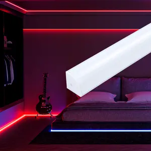 Muzata LED Channel with Milky White Cover for Bedroom Lighting, Spotless Aluminum Light Diffuser with Milky White Cover for Room Decor -V101