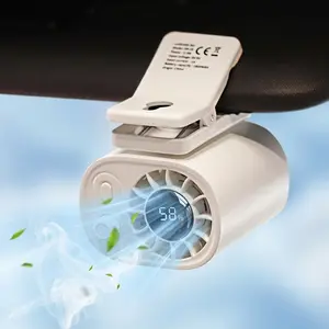Car Clip On Fan with LED Display - 360° Rotation, 100 Speeds Adjustable, USB Rechargeable Personal Cooling Fan 1200mAh Battery，gift