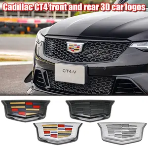 3D Car Emblem Sticker Set, Front & Rear Vehicle Logo Decal, Durable Metal Finish Badge, Customizable Auto Accessories for Cadillac Ct4, Car Emblem Decals, Front And Rear Decals, Vehicle Customization Decals
