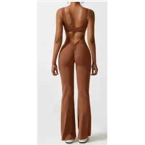 Tight Yoga Bodysuit Casual Hollow Seamless Women's Clothing Milk Silk Black Gray Blue Light Brown Polyester Mid Waist XS S M L XL