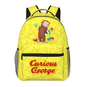 Casual Curious george Outdoor Backpack Curious george toys Laptop Daypack Aesthetic Plush Print Curious george stuffed animal Travel Backpack for School Work Camping Women Men, Ideal for Music Festivals, Birthday Gifts & Christmas
