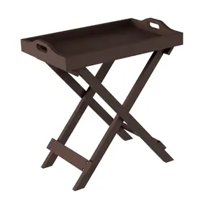 Lavish Home Folding End Table Portable Wooden Side Table