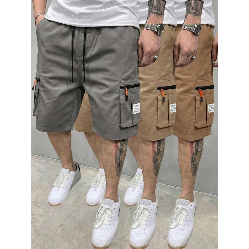 men's cargo shorts Men’s 3-piece outdoor cargo shorts with multiple pockets and zippered pockets; two-pocket design with large, functional 3D side pockets and a drawstring waist. Suitable for everyday hiking and fishing. Great value for money. summer