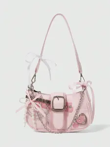 ROMWE Kawaii Punk Motorcycle Crossbody Bag, Women’s Chain Decor Shoulder Bag, Dark Aesthetic Cute Girl Handbag