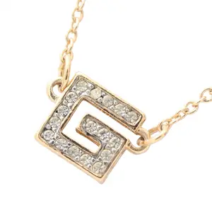 Pre-owned GIVENCHY Brass Small Leather Goods Square G Logo Necklace