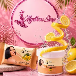 2 PCS Byenblan Grimèl Dyòl Nwè face Set -2oz Face Cream & 7oz Lemon Soap Skin Repair Moisturizing Smoother Cream Exfoliate